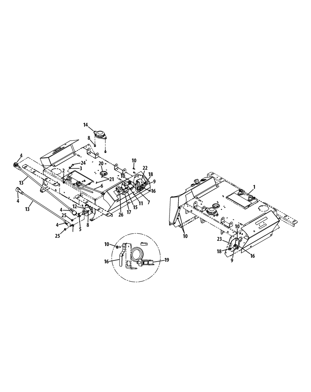 Engine Connections Diagram and Parts List for Z-FORCE44 17AE3AGF-17AE3AGF010 Cub Cadet Lawn Tractor
